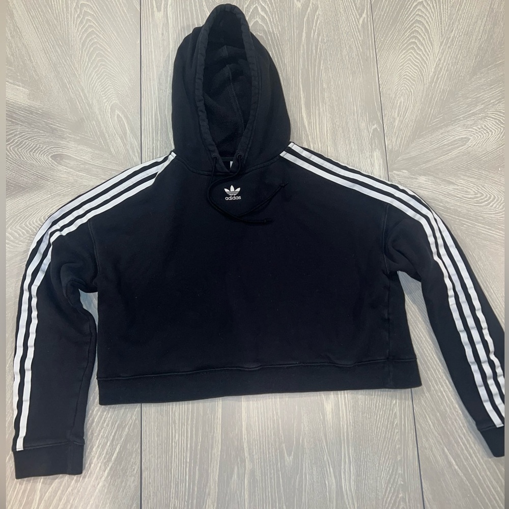 Adidas Black Cropped Hoodie
